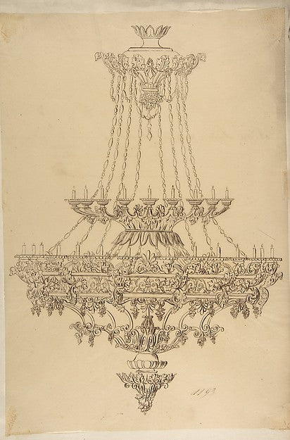 Design for a Chandelier with Acanthus Leaf Grape and Palmett, Poster Print