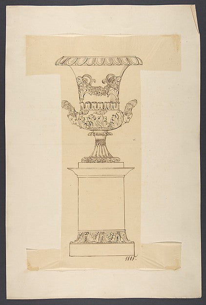 Design for an Urn on a Pedestal 19th cent-Anonymous,French,1, Poster Print
