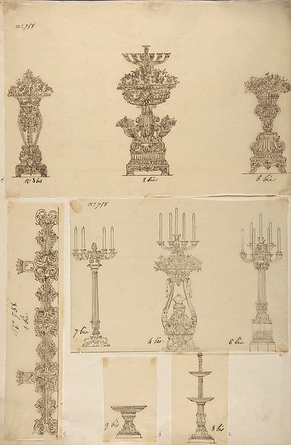 Designs for Three Planters Three Candelabras a Dish and a Se, Poster Print