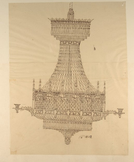Design for a Crystal Chandelier 19th cent-Anonymous,French,1, Poster Print Wall Art