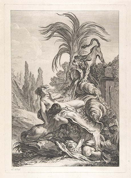 The Frightened Naïad c1740-Jean-Baptiste Marie Pierre, Poster Print