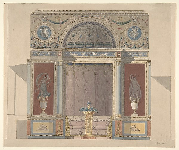 Study for an Arched Alcove with a Canapé c1804–10-Anonymous,F,16x12"(A3)Poster