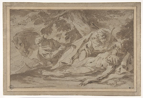 The Good Samaritan 1689–1767-Gaspare Diziani,16x12"(A3) Poster
