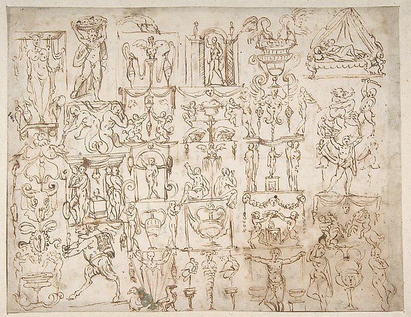 Sketches of Grotesques. 1533–1609-Giovanni Antonio Dosio, Poster Print Wall Art