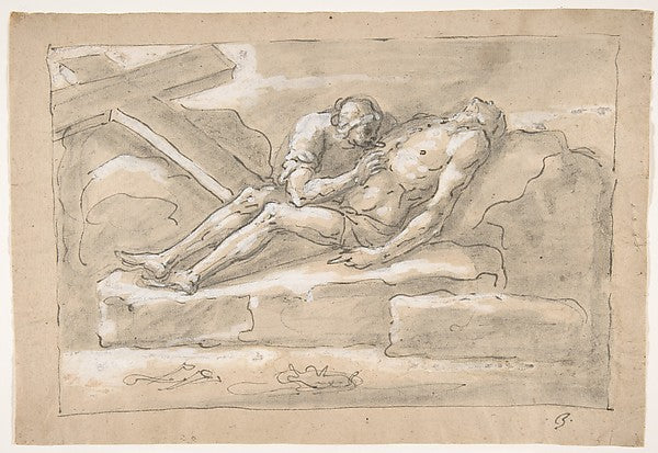 The Dead Christ Mourned by the Magdalen Who Venerates His Side,16x12"(A3) Poster