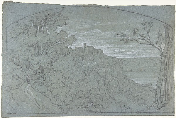 The Town and Lake of Nemi 1815–80-Édouard Bertin,16x12"(A3) Poster
