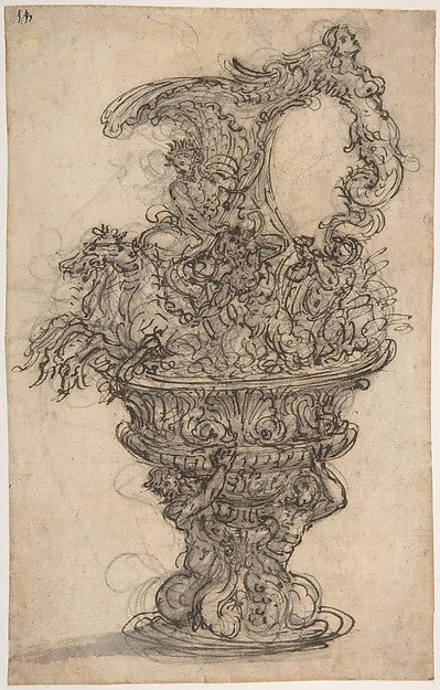 Design for a Ewer with Neptune on his Chariot 1652–1725-Giovan, Poster Print