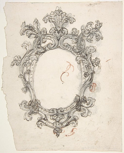 Design for a Decorative Oval Frame . Half sketch for a Decorat, Poster Print