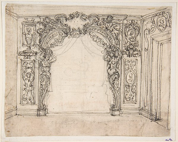 Design for a Proscenium or Alcove 1652–1725-Giovanni Battista,16x12"(A3)Poster