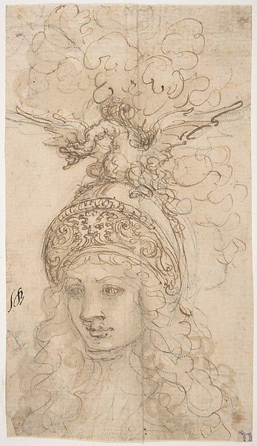 Design for a Helmet with a Dragon Presented in Frontal View 16, Poster Print Wall Art
