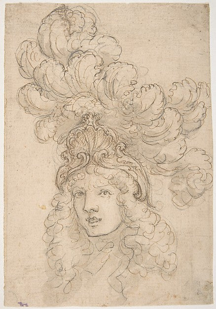 View in 3/4 of a Design for a Headpiece Decorated with a Shell, Poster Print