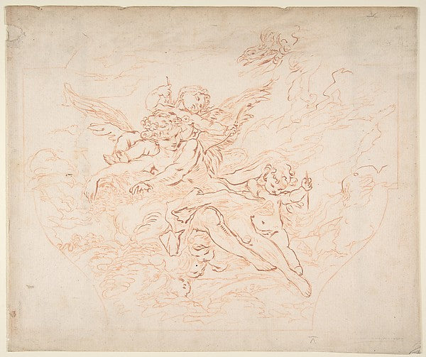 Preparatory Drawing of a Ceiling for Etching after Boucher Dra, Poster Print Wall Art