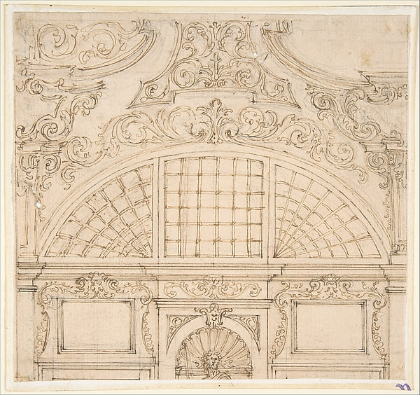 Design for the Upper Half of a Wall Elevation with a Semicircu,16x12"(A3)Poster