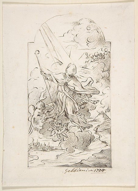 Saint Januarius Saving Naples from an Eruption of Mt. Vesuvius,16x12"(A3)Poster