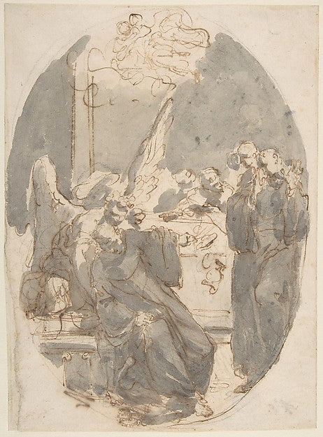 A Dying Ecclesiastic Supported by an Angel 1760–70-Gaetano Gan,16x12"(A3)Poster