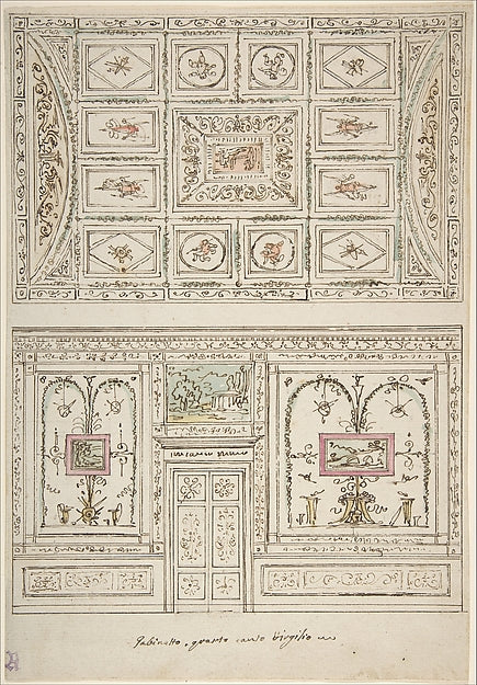 Design for the Decoration of a Wall and Ceiling of a 'Gabinett, Poster Print