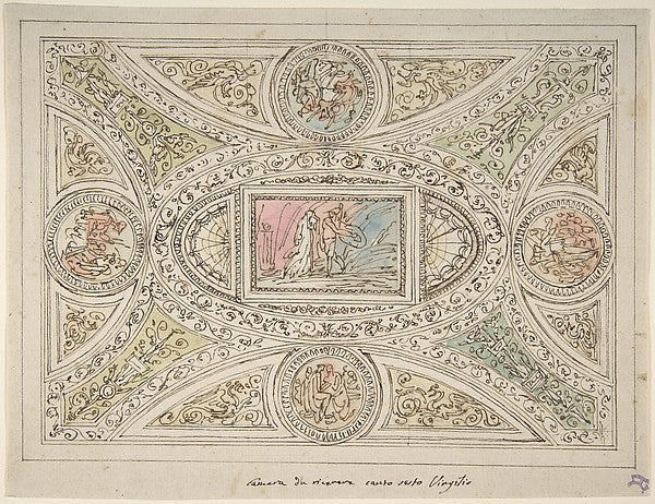 Design for a Ceiling with Decoration Related to Virgil's Sixth, Poster Print Wall Art
