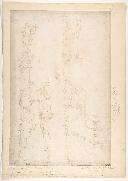 Sketches for Grotesque Wall Decorations. 1501–56-Girolamo da C, Poster Print Wall Art