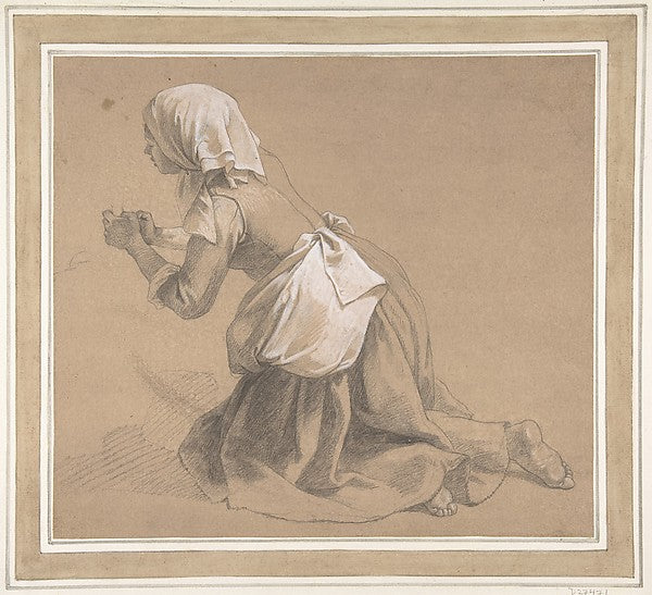 Kneeling Milkmaid 1723–83-Francesco Londonio,16x12"(A3) Poster