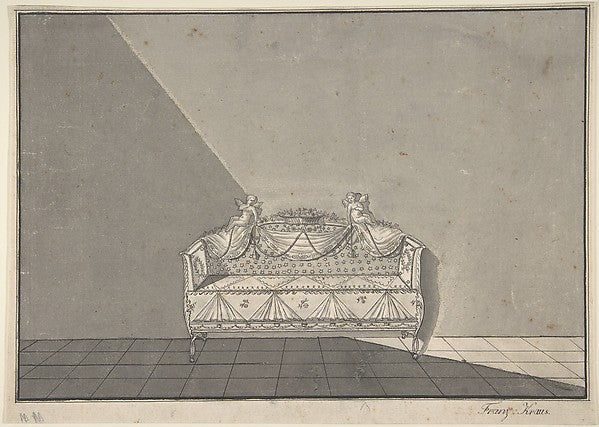 Design for a sofa with putti late 19th–early 20th cent-Franz K, Poster Print Wall Art