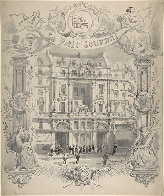 Drawing for title page "Le Petit Journal" 19th cent-Made by H, Poster Print Wall Art