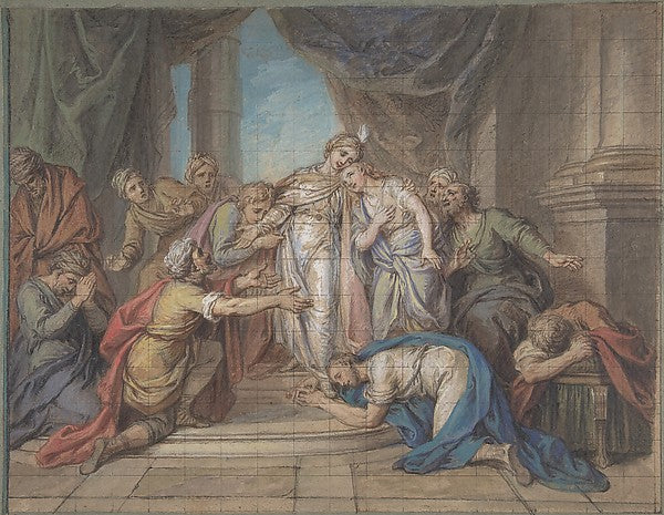 Joseph Recognized by his Brothers 18th cent-Charles Antoine Co, Poster Print Wall Art
