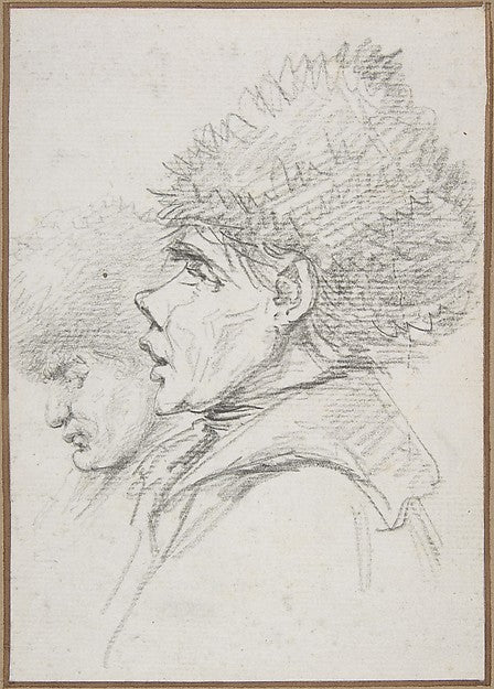Profile of two soldiers wearing fur caps c1794-baron Dominique, Poster Print Wall Art