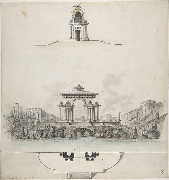 Design for Colossal Triumphal Arch Surmounted by a Quadriga 18, Poster Print Wall Art