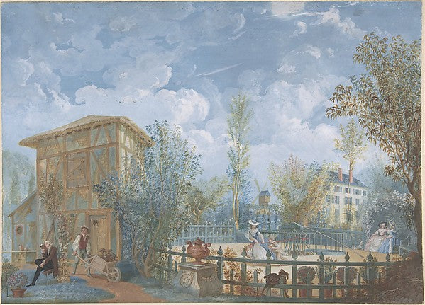 Figures in a Garden 1784-Jean Démosthène Dugourc,16x12"(A3) Poster