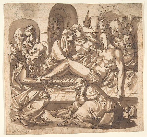 Entombment 16th cent-Traditionally Ascribed to Maso da San Fri,16x12"(A3) Poster