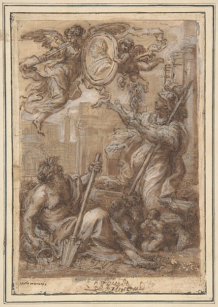 Rome and the Tiber Paying Homage to a Pope 1625–1713-Circle o, Poster Print Wall Art