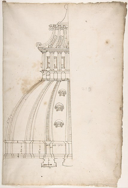St Peter's dome model half elevation blank early to mid-1, Poster Print Wall Art