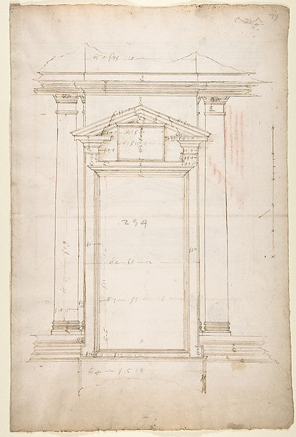San Lorenzo Library Ricetto entry portal to library elevat, Poster Print Wall Art