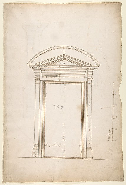 San Lorenzo Library Ricetto entry portal from library elev, Poster Print Wall Art