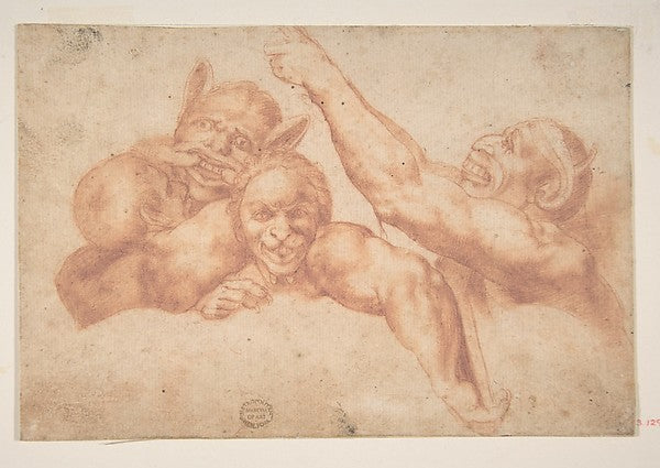 Study of Figures from Michelangelo's Last Judgment Sistine Ch,16x12"(A3)Poster