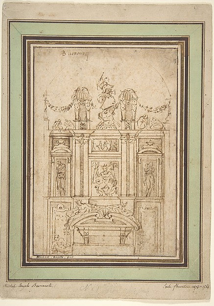 Architectural Study n.d.-After Michelangelo Buonarroti,16x12"(A3)Poster