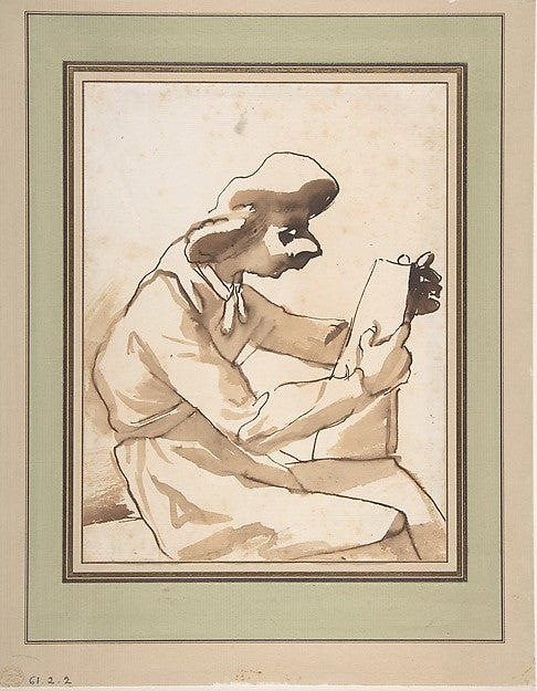 Caricature of a Seated Man Reading 1612–66-Pier Francesco Mola, Poster Print Wall Art