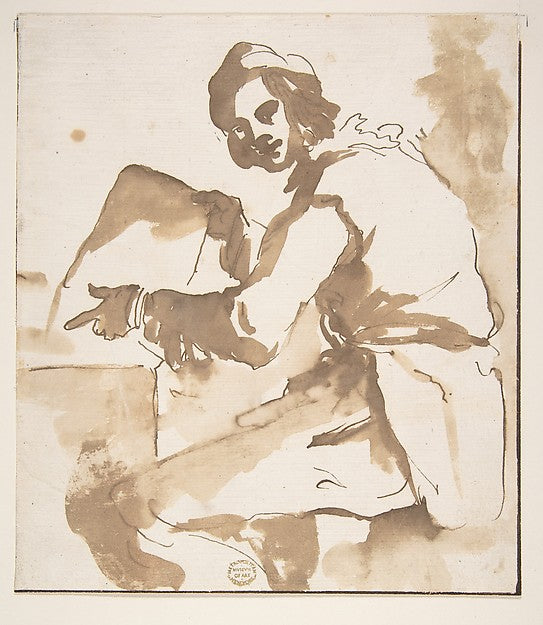 Youth Reading 1612–66-Circle of Pier Francesco Mola, Poster Print Wall Art