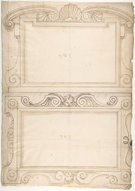 Two Designs for Carved Panels 16th cent-Anonymous,French,16t, Poster Print