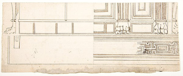 Unidentified building elevation and section elevation Corint, Poster Print