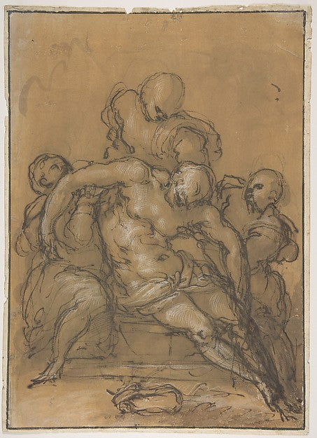 The Dead Christ Supported by Three Figures 1537–91-Giovanni Ba, Poster Print Wall Art
