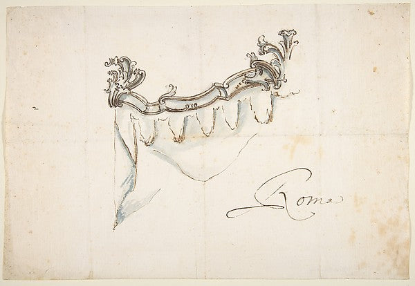 Design for a Crest with Drapery 1698–1765-Attributed to Giova, Poster Print