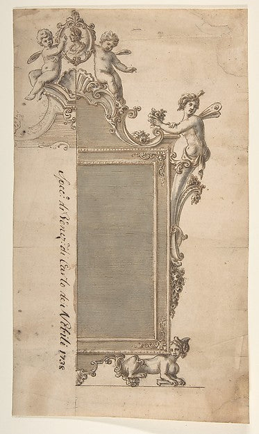 Design for Mirror Frame c1720–40-Giovanni Battista Natali III, Poster Print Wall Art