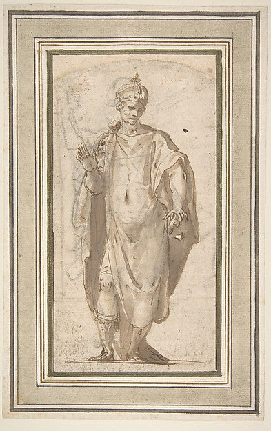 Standing Figure of a Warrior King 1536–1614-Cesare Nebbia, Poster Print Wall Art