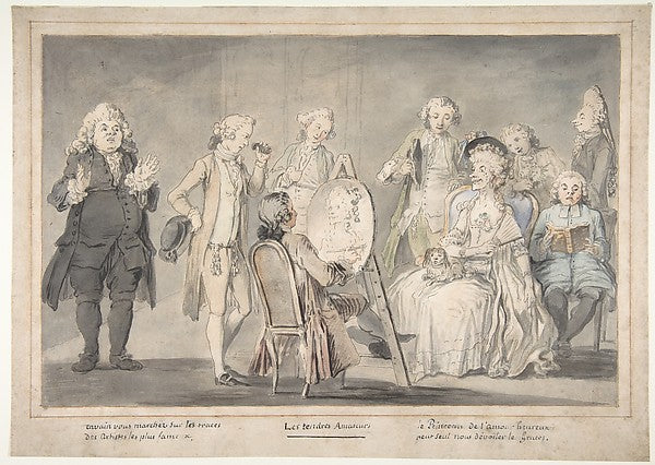 Satirical drawing: Artist Painting an Old Lady's Portrait 172,16x12"(A3) Poster