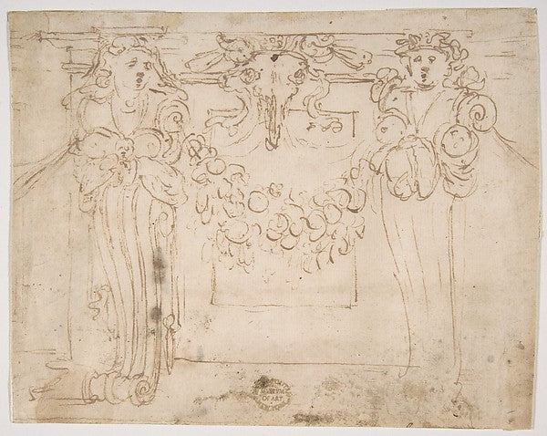 Sketch for a wall panel in the Sala Paolina at Castel Sant' An,16x12"(A3) Poster