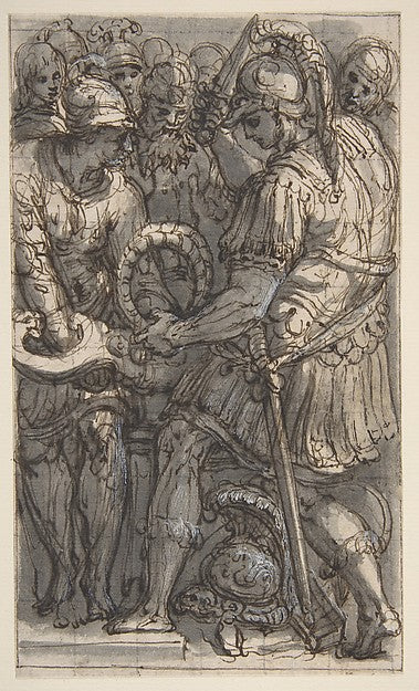 Alexander Cutting the Gordian Knot Study for a Fresco in the,16x12"(A3) Poster