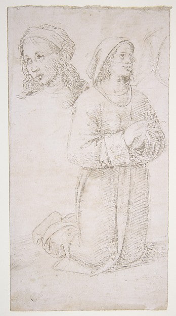 Study of a Kneeling Youth and of the Head of Another 1500-Peru,16x12"(A3) Poster