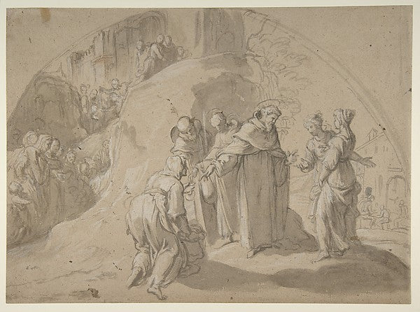 Saint Philip Benizi Converting Two Wicked Women at the City of,16x12"(A3) Poster