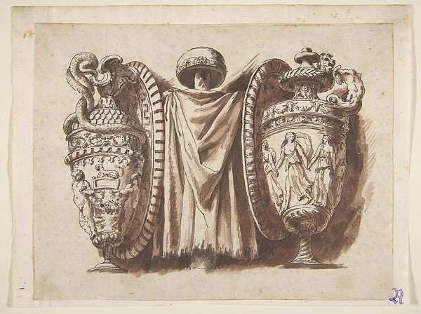 Trophy with Two Vases 1600–1800-After Polidoro da Caravaggio, Poster Print Wall Art
